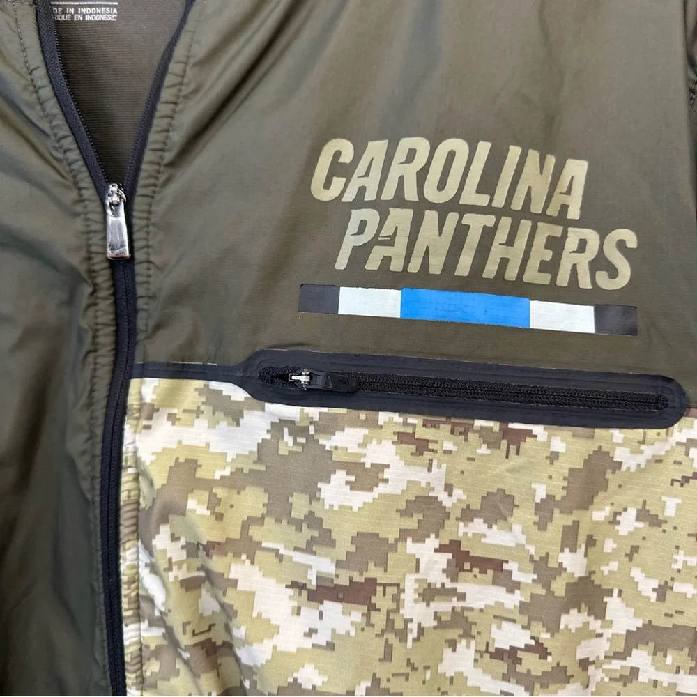 Mens Nike shield on‎ field Carolina Panthers Hybrid salute 1/4 zip pullover LG